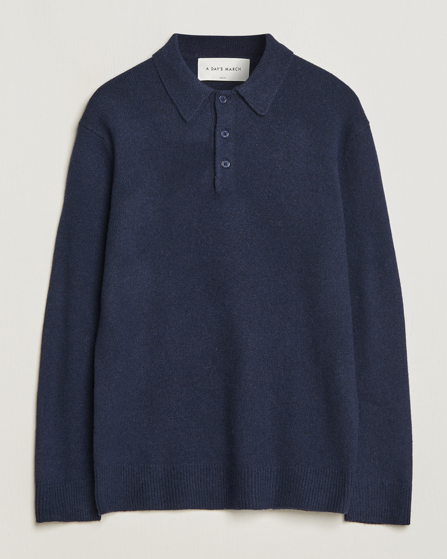 Herren | Pullover | A Day's March | Avoch Lambswool Polo Navy