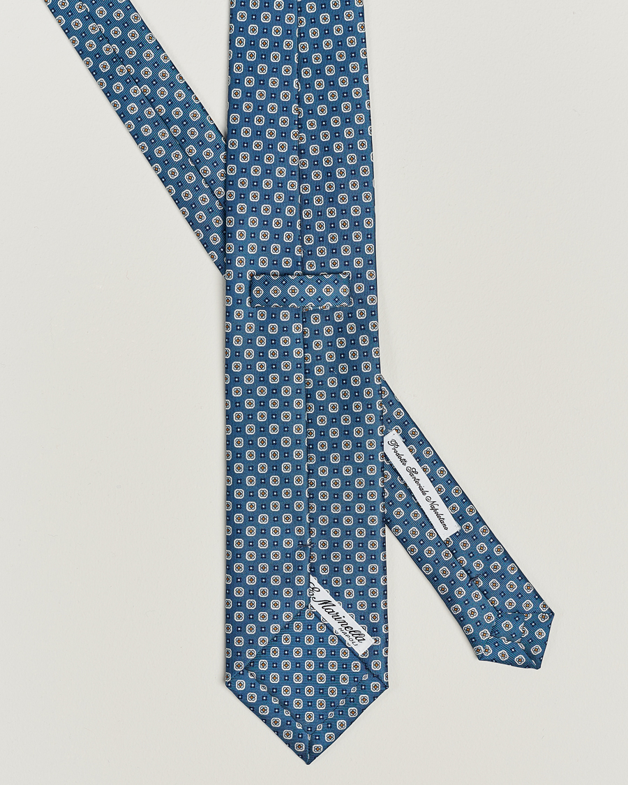 Herren | E. Marinella 3-Fold Printed Silk Tie Blue | E. Marinella | 3-Fold Printed Silk Tie Blue