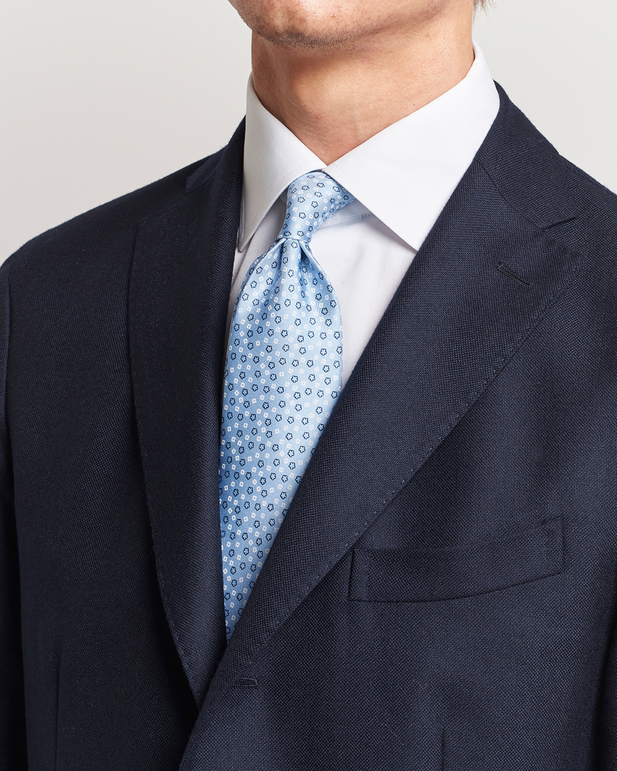 Herren | Sale accessoires | E. Marinella | 3-Fold Printed Silk Tie Light Blue