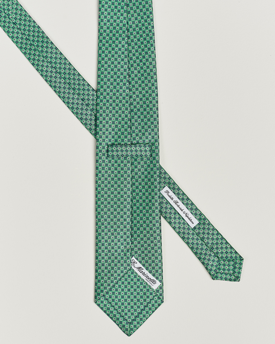Herren | E. Marinella 3-Fold Printed Silk Tie Light Green | E. Marinella | 3-Fold Printed Silk Tie Light Green