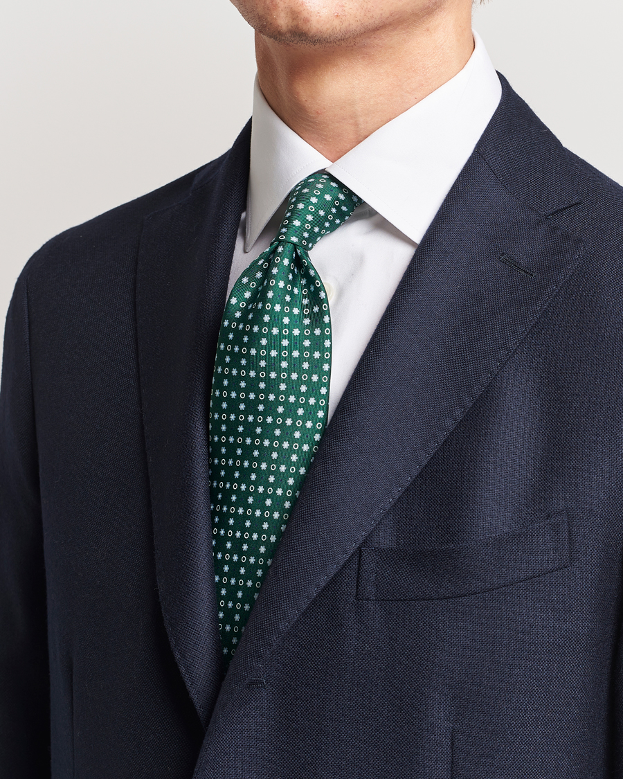 Herren | Italian Department | E. Marinella | 3-Fold Printed Silk Tie Dark Green