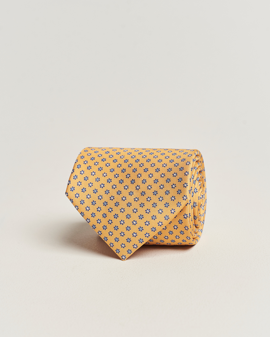 Herren | E. Marinella 3-Fold Printed Silk Tie Yellow | E. Marinella | 3-Fold Printed Silk Tie Yellow