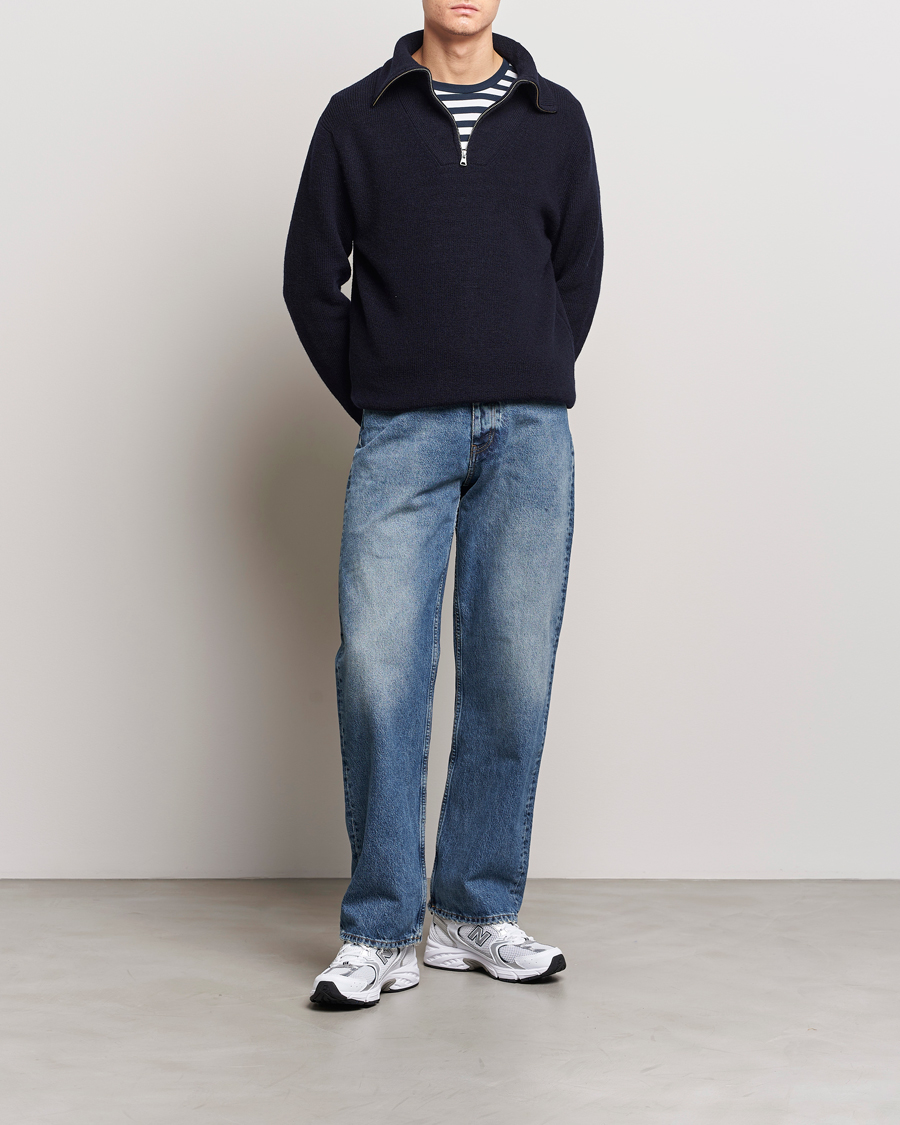 Herren | Pullover | NN07 | Carl Rib Knitted Half Zip Navy Blue
