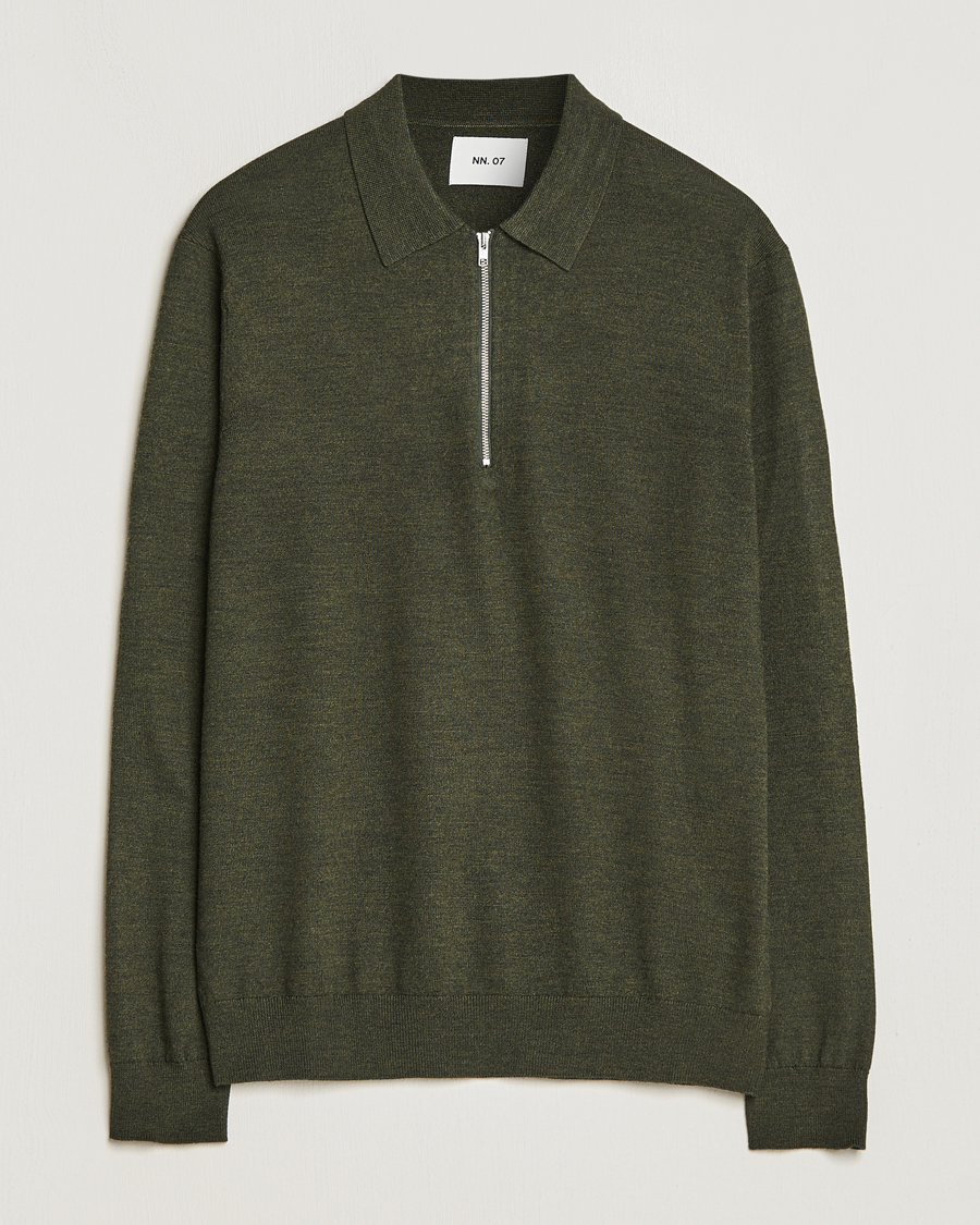 Herren | Pullover | NN07 | Sergio Half-Zip Polo Dark Green