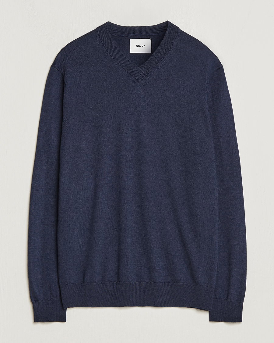 Herren | Pullover | NN07 | Sergio V-Neck Pullover Navy Melange