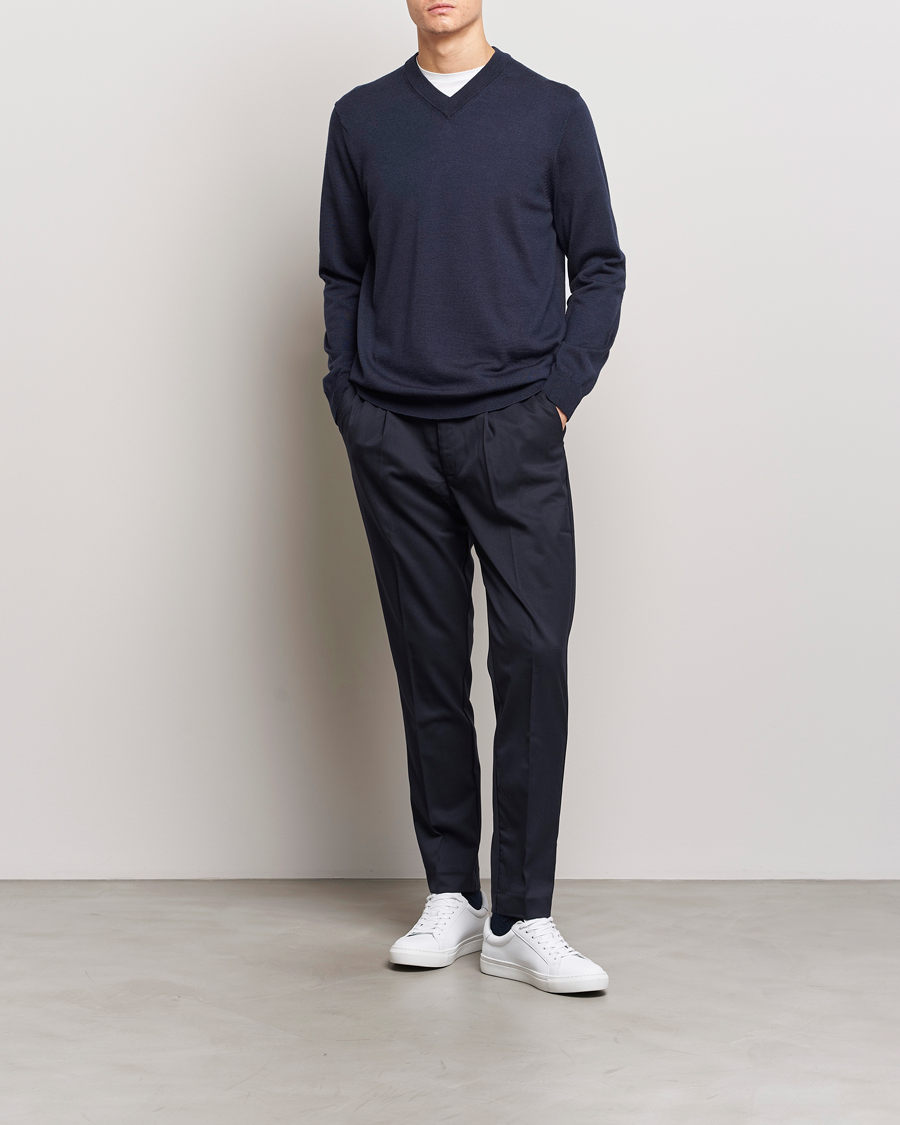 Herren | Pullover | NN07 | Sergio V-Neck Pullover Navy Melange