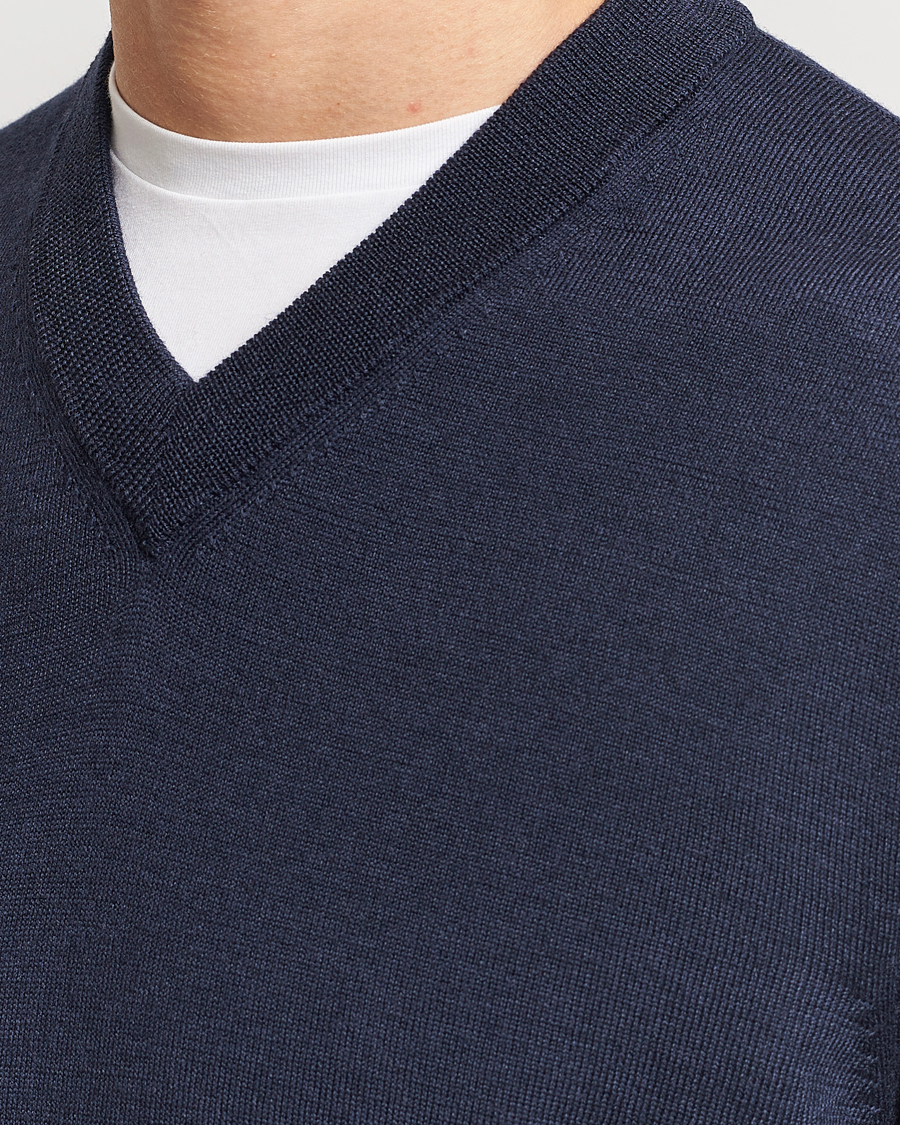 Herren | Pullover | NN07 | Sergio V-Neck Pullover Navy Melange