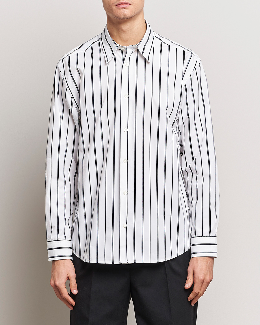 Herren | Freizeithemden | NN07 | Quinsy Striped Cotton Shirt White/Blue