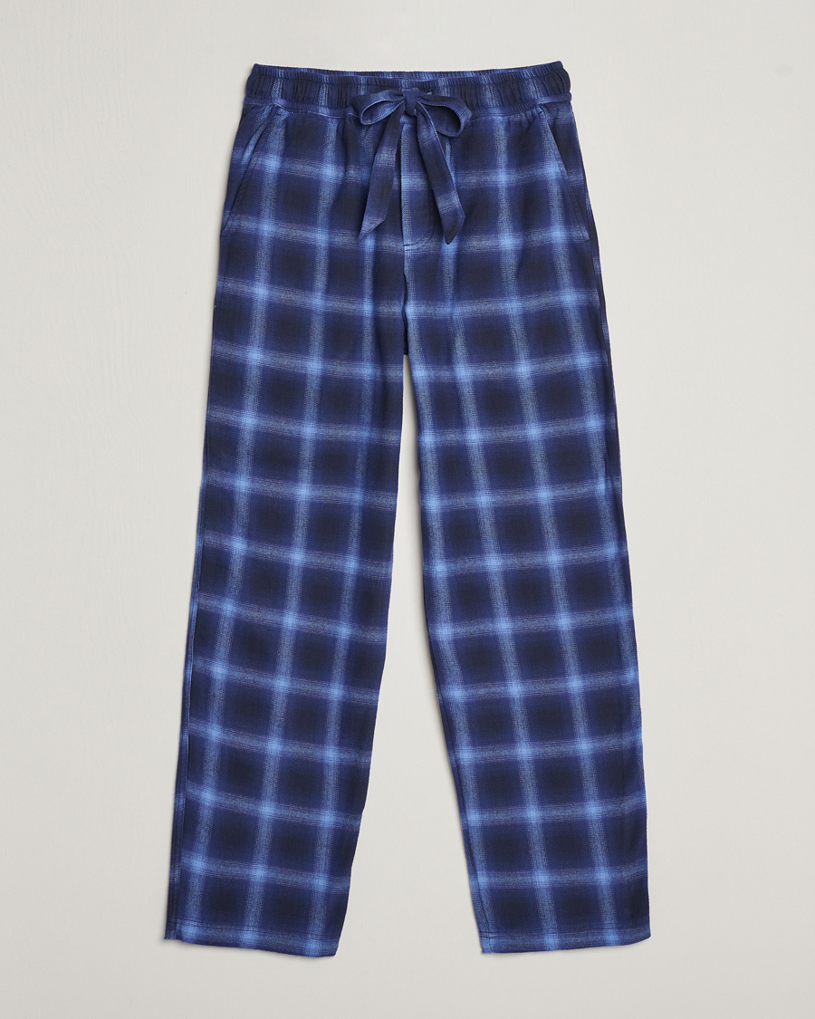 Herren | Schlafanzüge & Bademäntel | Tekla | Flannel Checked Pyjama Pants Navy/Blue