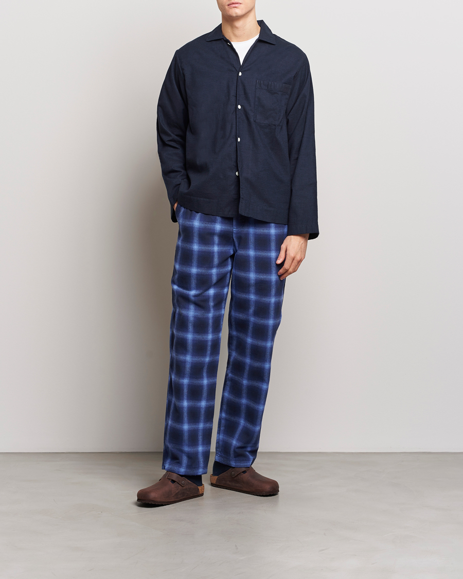 Herren | Schlafanzüge & Bademäntel | Tekla | Flannel Checked Pyjama Pants Navy/Blue