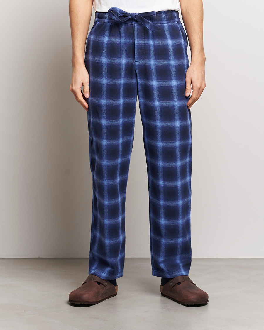 Herren | Schlafanzüge & Bademäntel | Tekla | Flannel Checked Pyjama Pants Navy/Blue