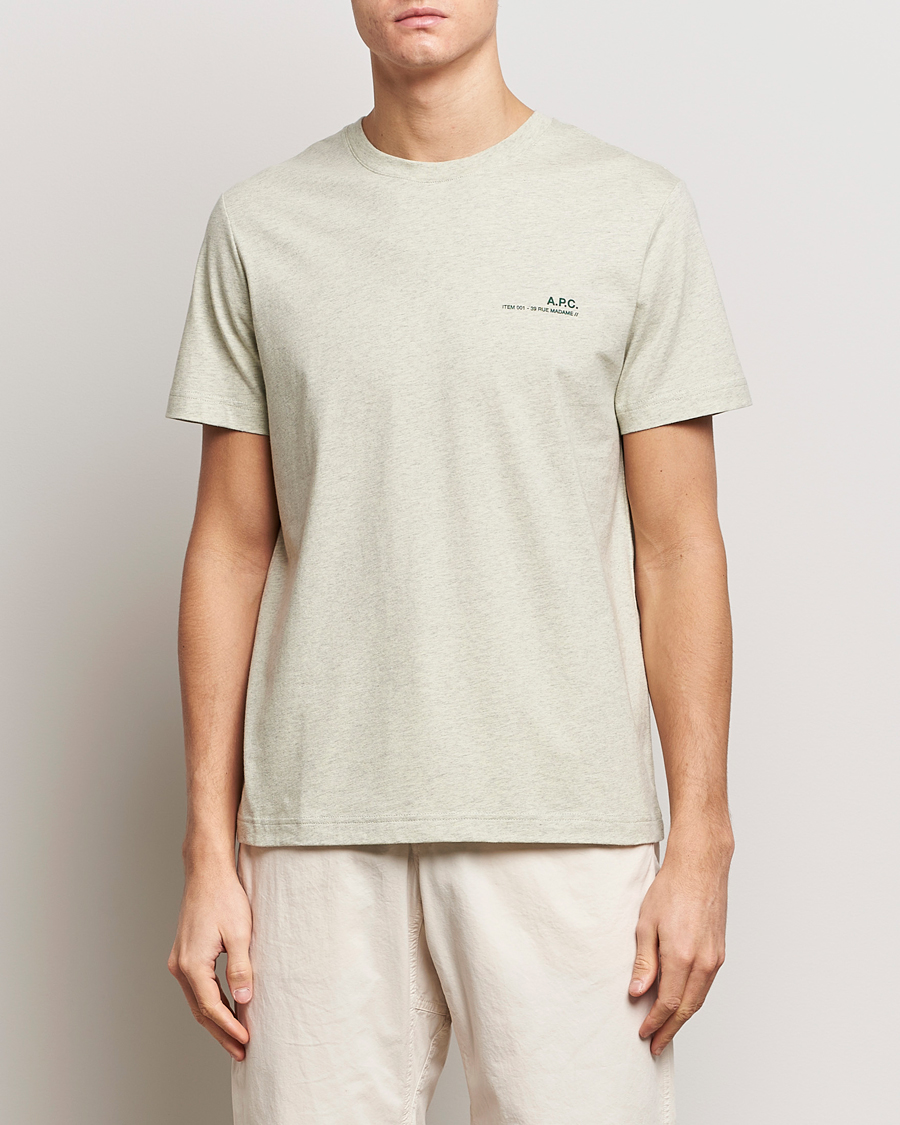 Men | T-Shirts | A.P.C. | Item T-Shirt Vert Pale Chine