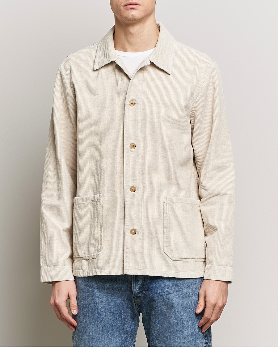 Herren | Sale | A.P.C. | Kerlouan Cotton/Linen Corduroy Shirt Jacket Ecru