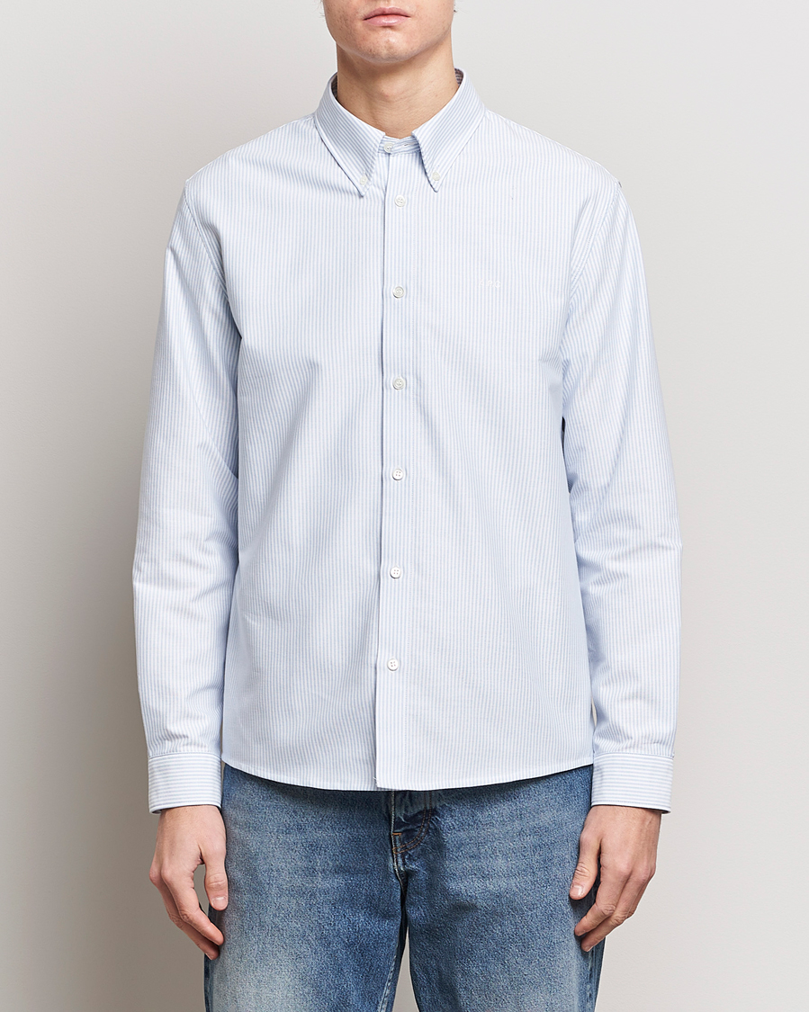 Men | Shirts | A.P.C. | Greg Striped Oxford Shirt Blue/White