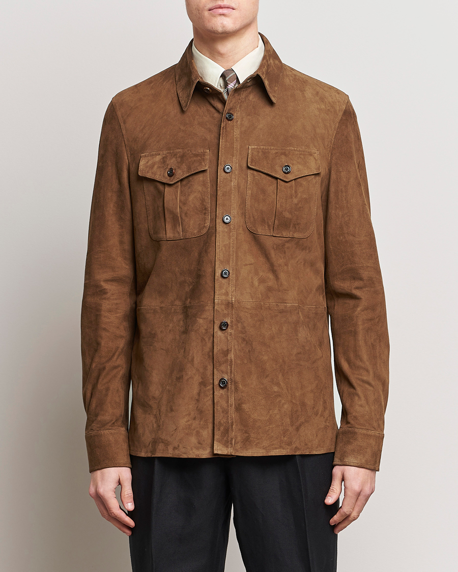 Herren | Stilvolle Jacken | Ralph Lauren Purple Label | Suede Shirt Jacket Dark Brown