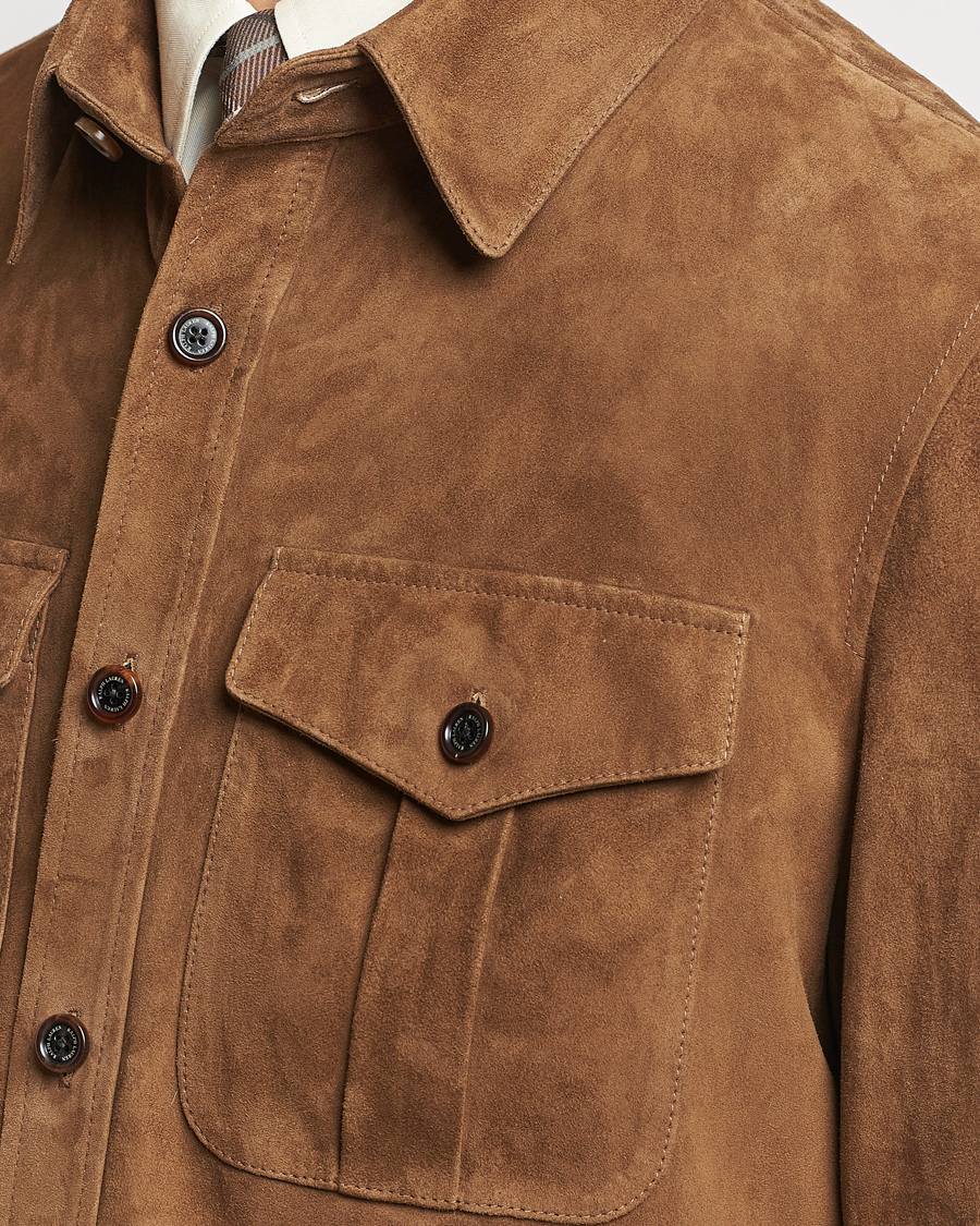 Herren | Jacken | Ralph Lauren Purple Label | Suede Shirt Jacket Dark Brown