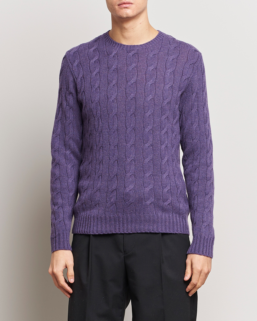 Men | Ralph Lauren Purple Label | Ralph Lauren Purple Label | Cashmere Cable Sweater Purple Melange