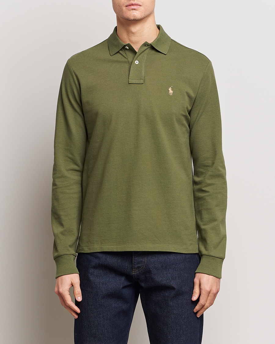 Herren | Sale | Polo Ralph Lauren | Custom Slim Fit Long Sleeve Polo Dark Sage