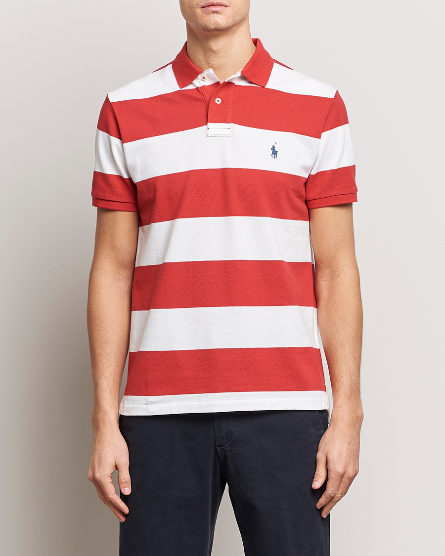 Herren | Kurzarm-Poloshirts | Polo Ralph Lauren | Barstriped Polo Post Red/White