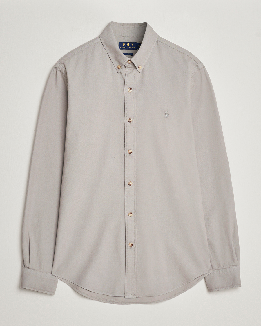 Herren | Hemden | Polo Ralph Lauren | Slim Fit Cotton Textured Shirt Grey Fog
