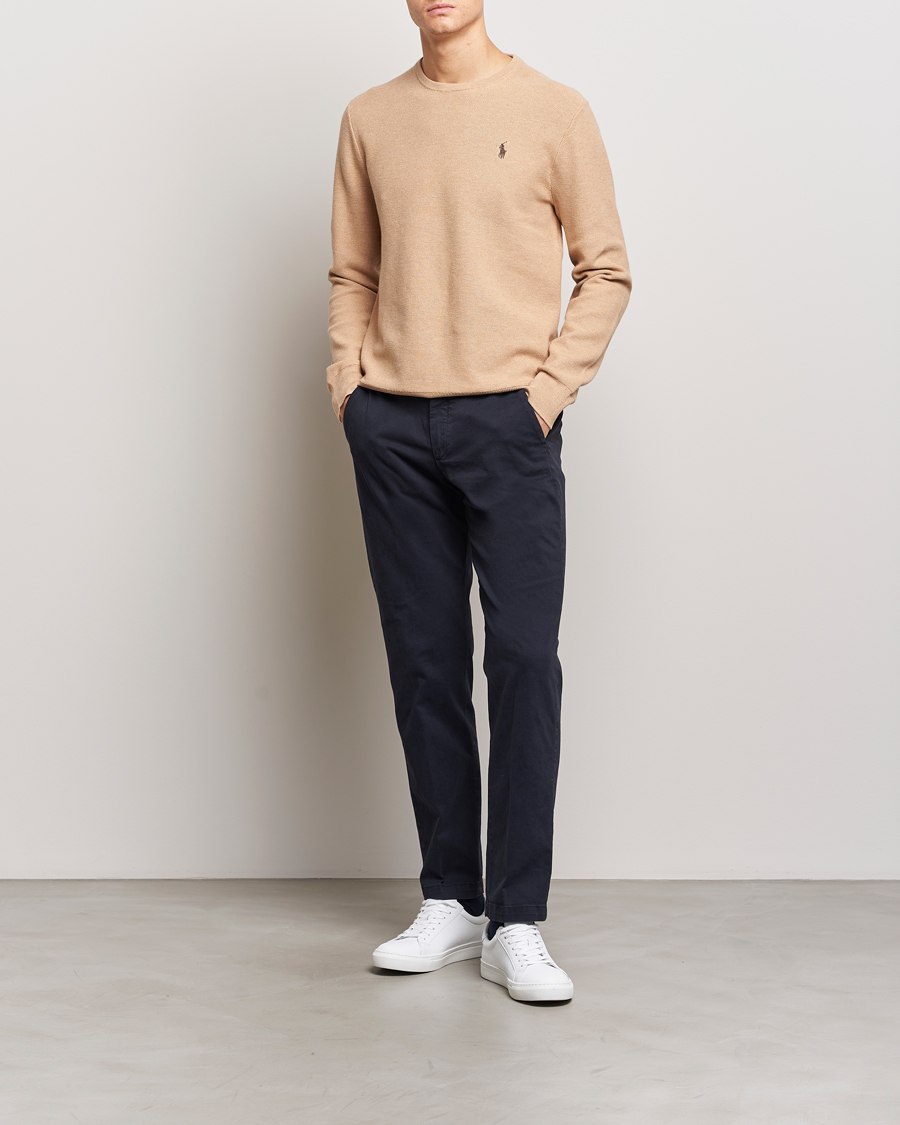 Herren | Pullover | Polo Ralph Lauren | Textured Cotton Crew Neck Sweater Camel Melange