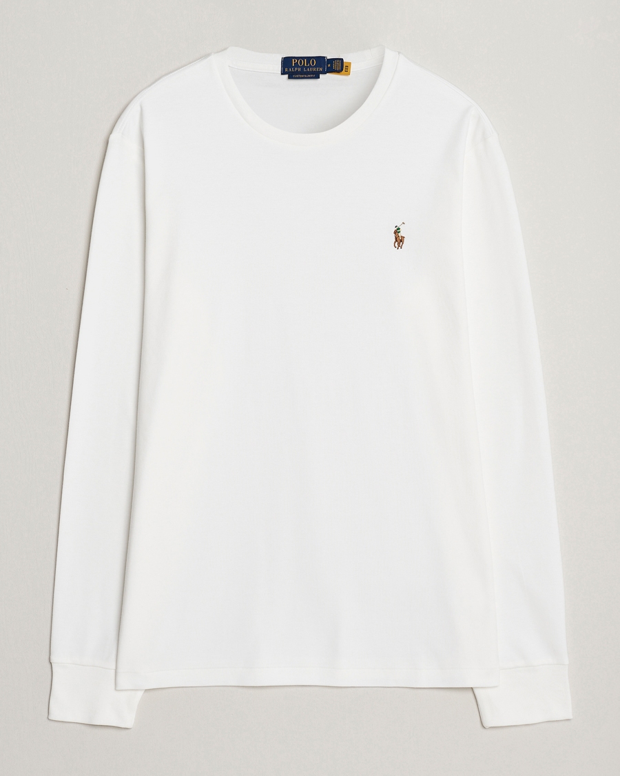 Herren | T-Shirts | Polo Ralph Lauren | Luxury Pima Cotton Long Sleeve T-Shirt White