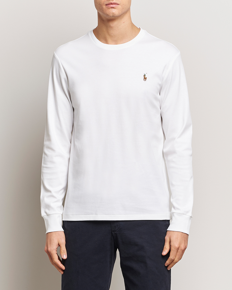 Herren | 30% sale | Polo Ralph Lauren | Luxury Pima Cotton Long Sleeve T-Shirt White