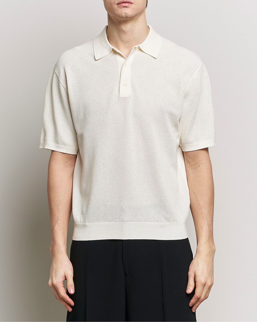 Herren | Poloshirts | Filippa K | Mesh Knitted Polo Chalk White