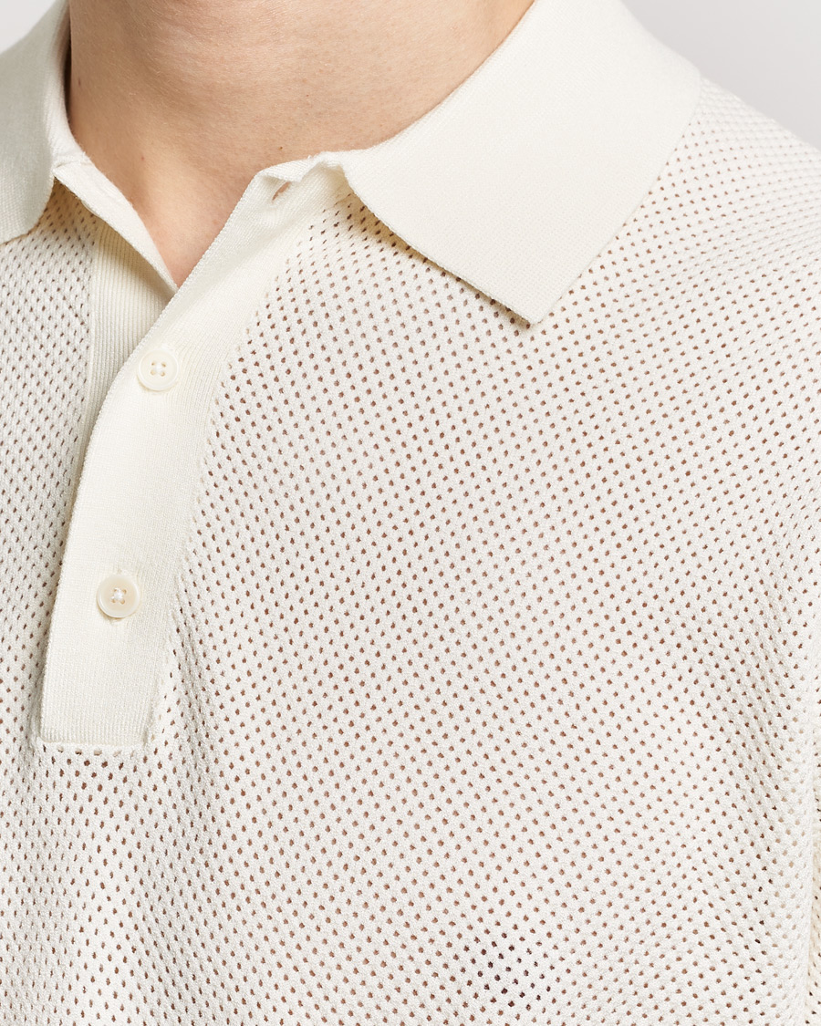 Herren | Poloshirts | Filippa K | Mesh Knitted Polo Chalk White