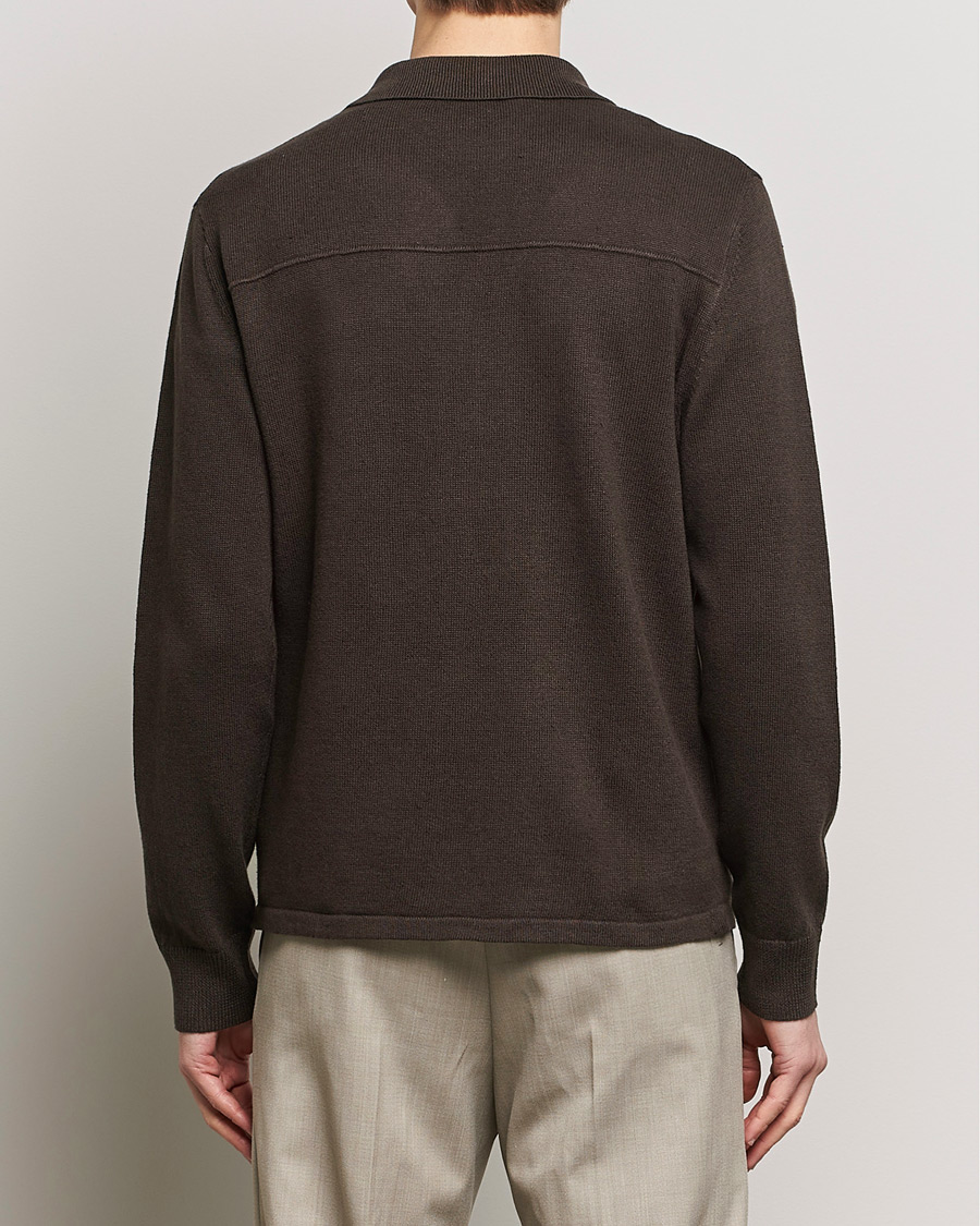 Herren | Pullover | Filippa K | Cotton Linen Knitted Shirt Dark Oak