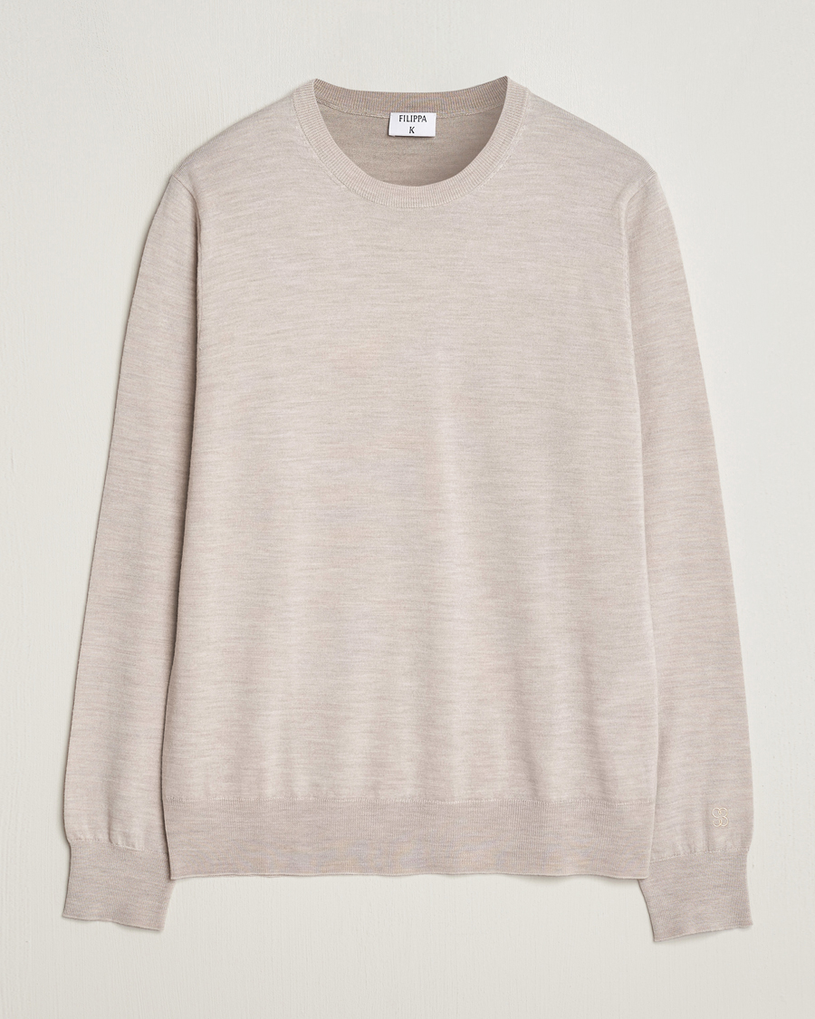 Herren | Pullover | Filippa K | Merino Round Neck Sweater Beige Melange