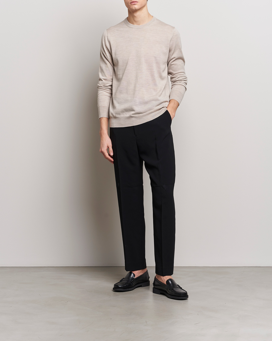 Herren | Pullover | Filippa K | Merino Round Neck Sweater Beige Melange