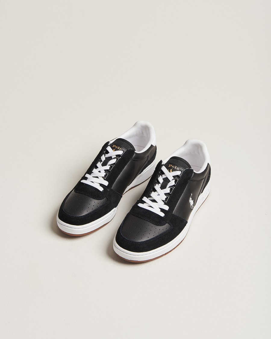 Herren | Schwarze Sneakers | Polo Ralph Lauren | CRT Leather/Suede Sneaker Black/White
