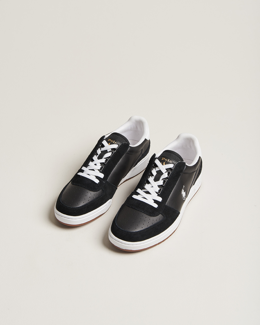 Herren | Polo Ralph Lauren CRT Leather/Suede Sneaker Black/White | Polo Ralph Lauren | CRT Leather/Suede Sneaker Black/White