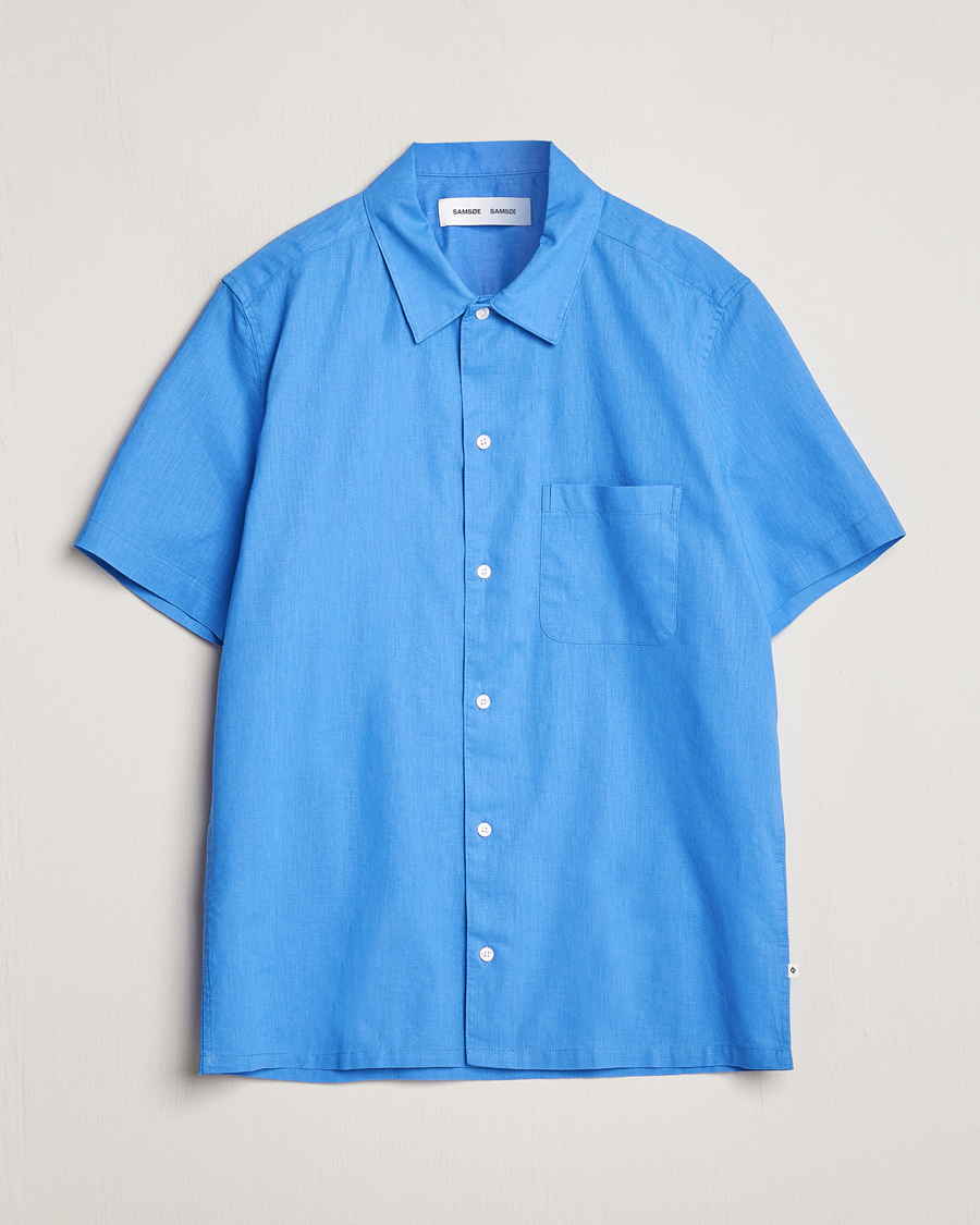 Herren | Hemden | Samsøe Samsøe | Avan Linen/Cotton Short Sleeve Shirt Super Sonic