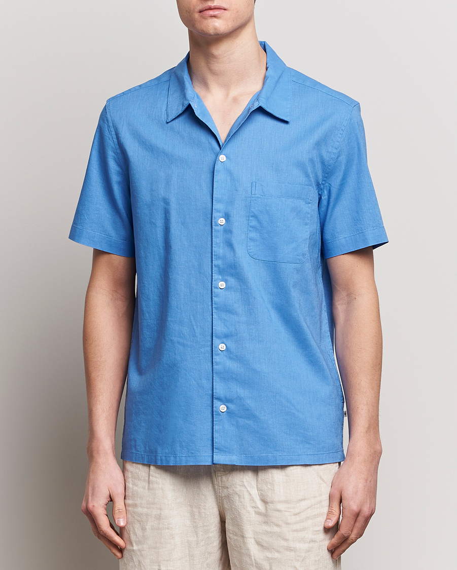 Herren | Kleidung | Samsøe Samsøe | Avan Linen/Cotton Short Sleeve Shirt Super Sonic