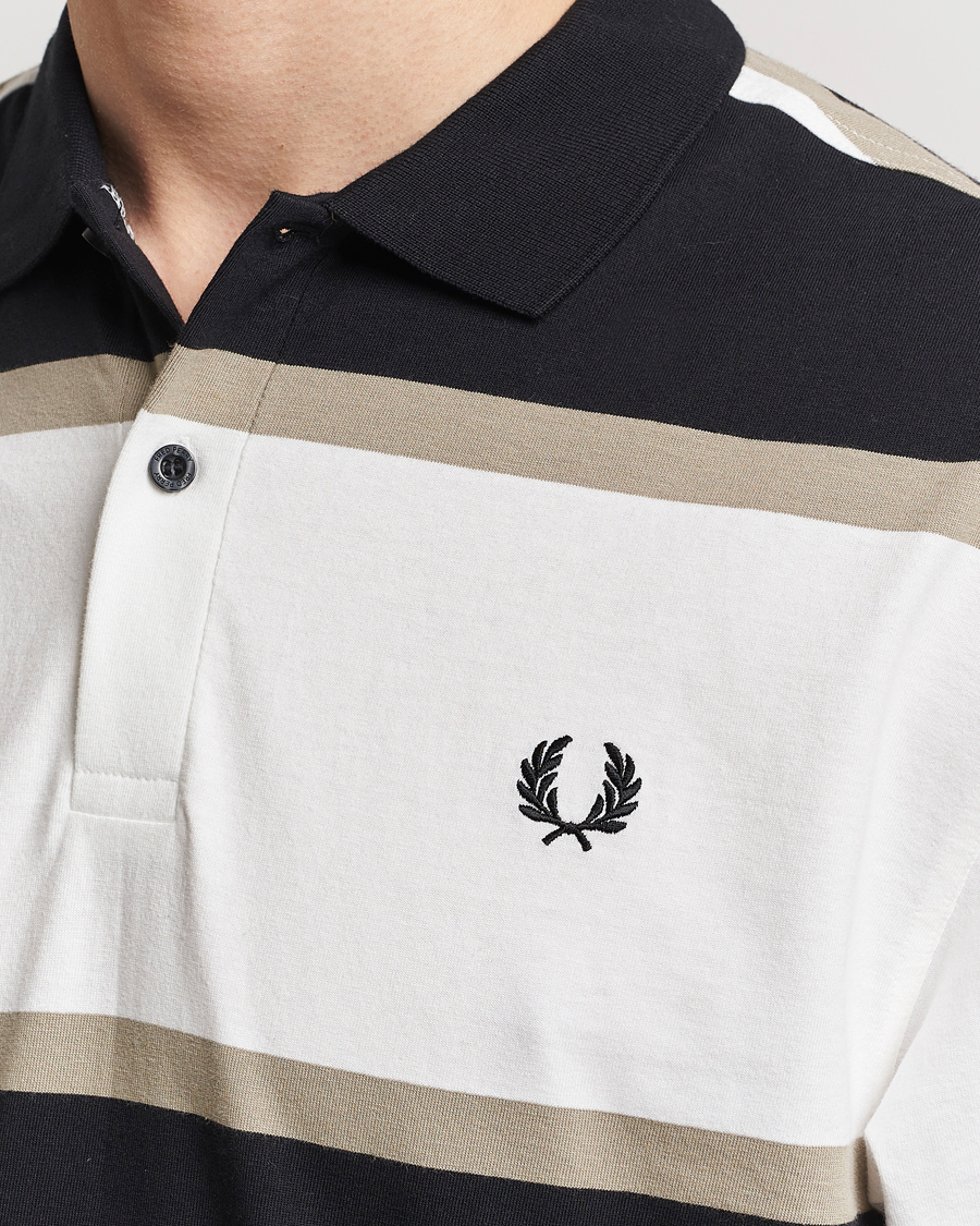 Herren | Pullover | Fred Perry | Relaxed Striped Rugby Shirt Snow White/Navy