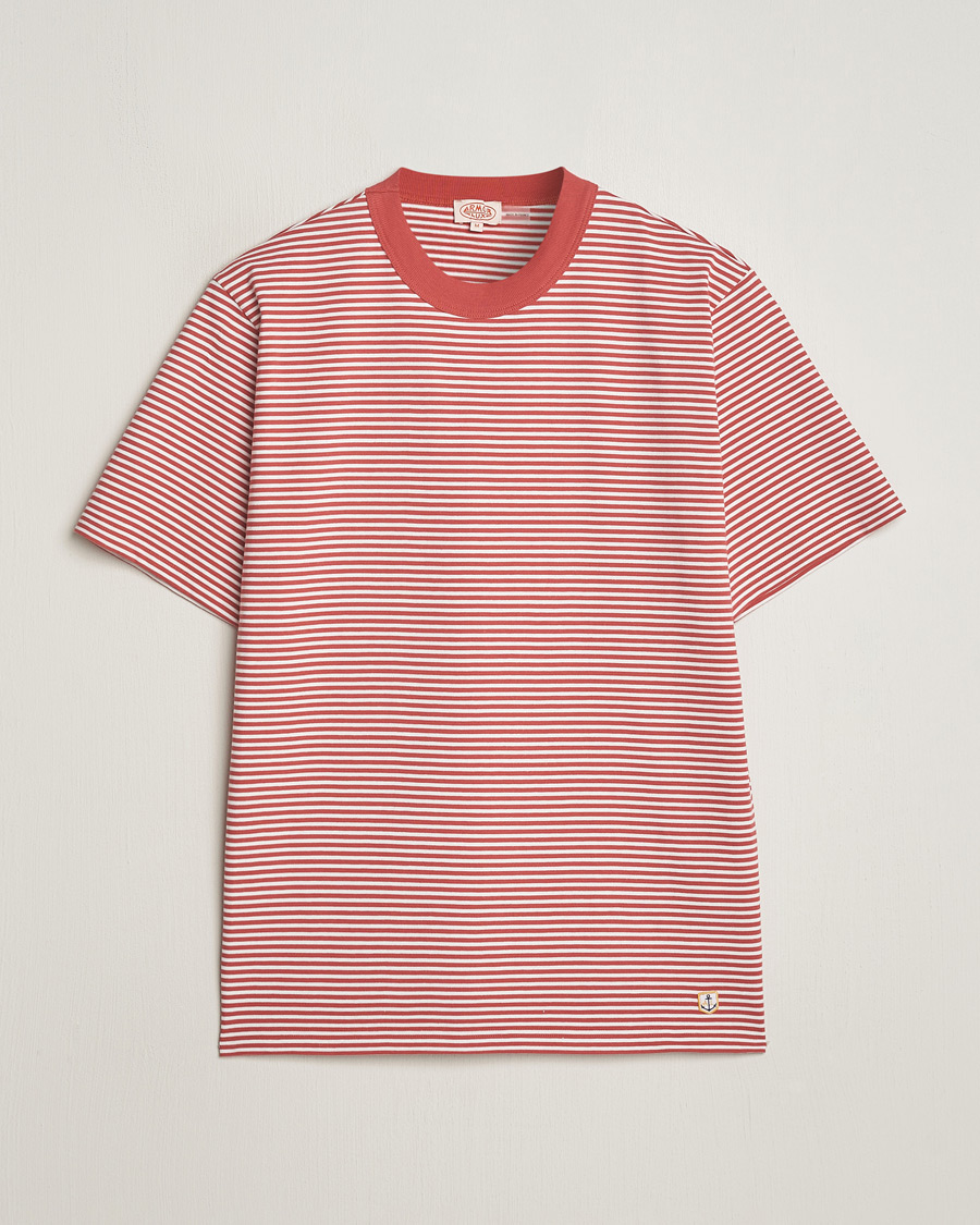 Herren | T-Shirts | Armor-lux | Callac Héritage Stripe T-Shirt Cardinal/Milk