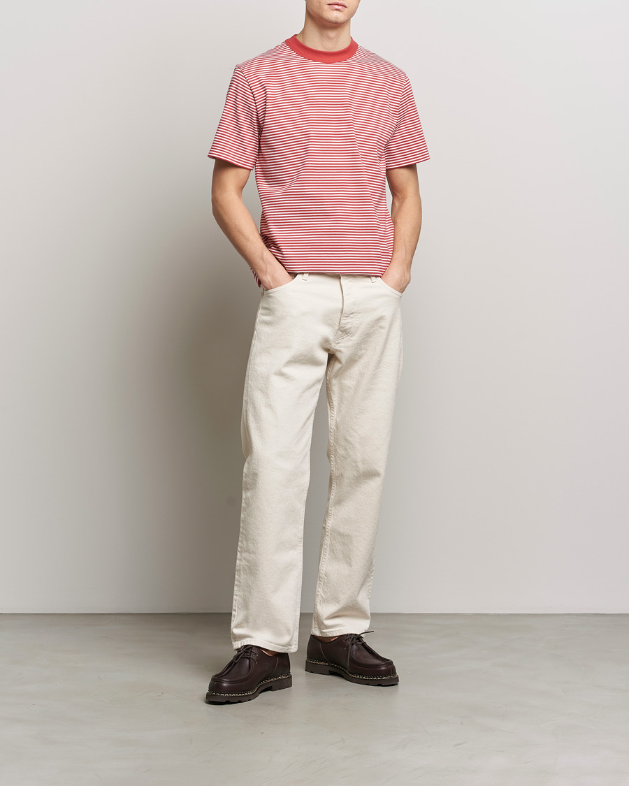 Herren | T-Shirts | Armor-lux | Callac Héritage Stripe T-Shirt Cardinal/Milk