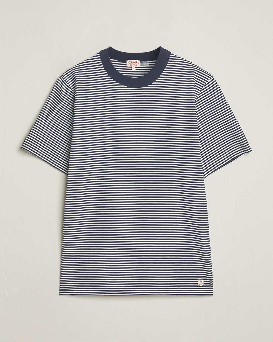 Herren | T-Shirts | Armor-lux | Callac Héritage Stripe T-Shirt Deep Marine/Milk