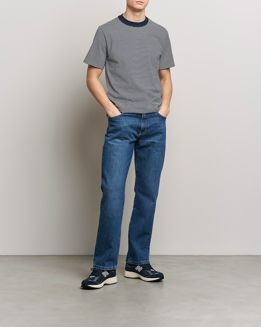 Herren | T-Shirts | Armor-lux | Callac Héritage Stripe T-Shirt Deep Marine/Milk