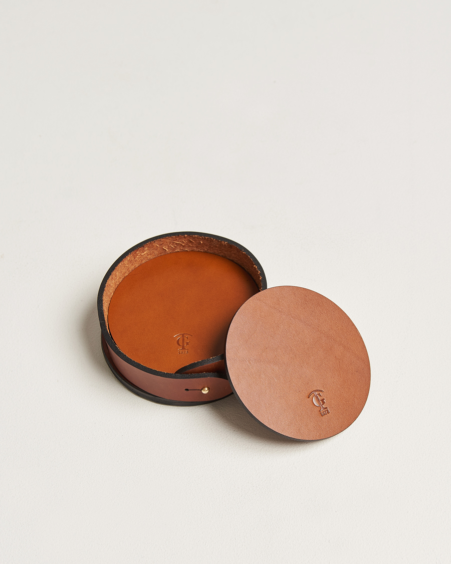 Herren | Für das Zuhause | Tärnsjö Garveri | Leather Coaster Set 006 Light Brown
