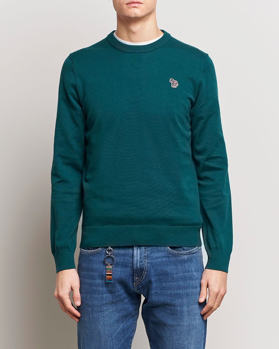 Herren | Strickpullover | PS Paul Smith | Zebra Cotton Knitted Sweater Dark Green