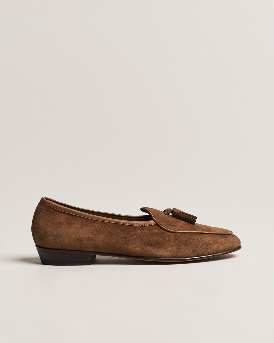 Herren | Baudoin & Lange Sagan Classic Tassel Loafers Tan Suede | Baudoin & Lange | Sagan Classic Tassel Loafers Tan Suede