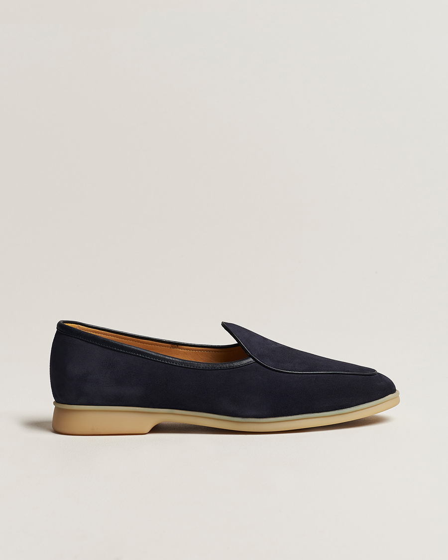 Herren | Baudoin & Lange Stride Loafers Navy Suede | Baudoin & Lange | Stride Loafers Navy Suede