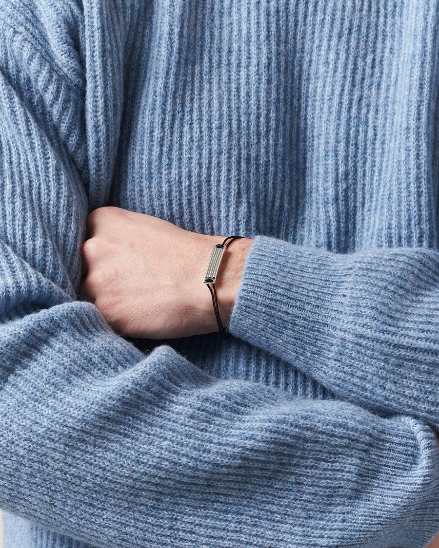 Herren | LE GRAMME Godron Cord Bracelet Black/Sterling Silver | LE GRAMME | Godron Cord Bracelet Black/Sterling Silver