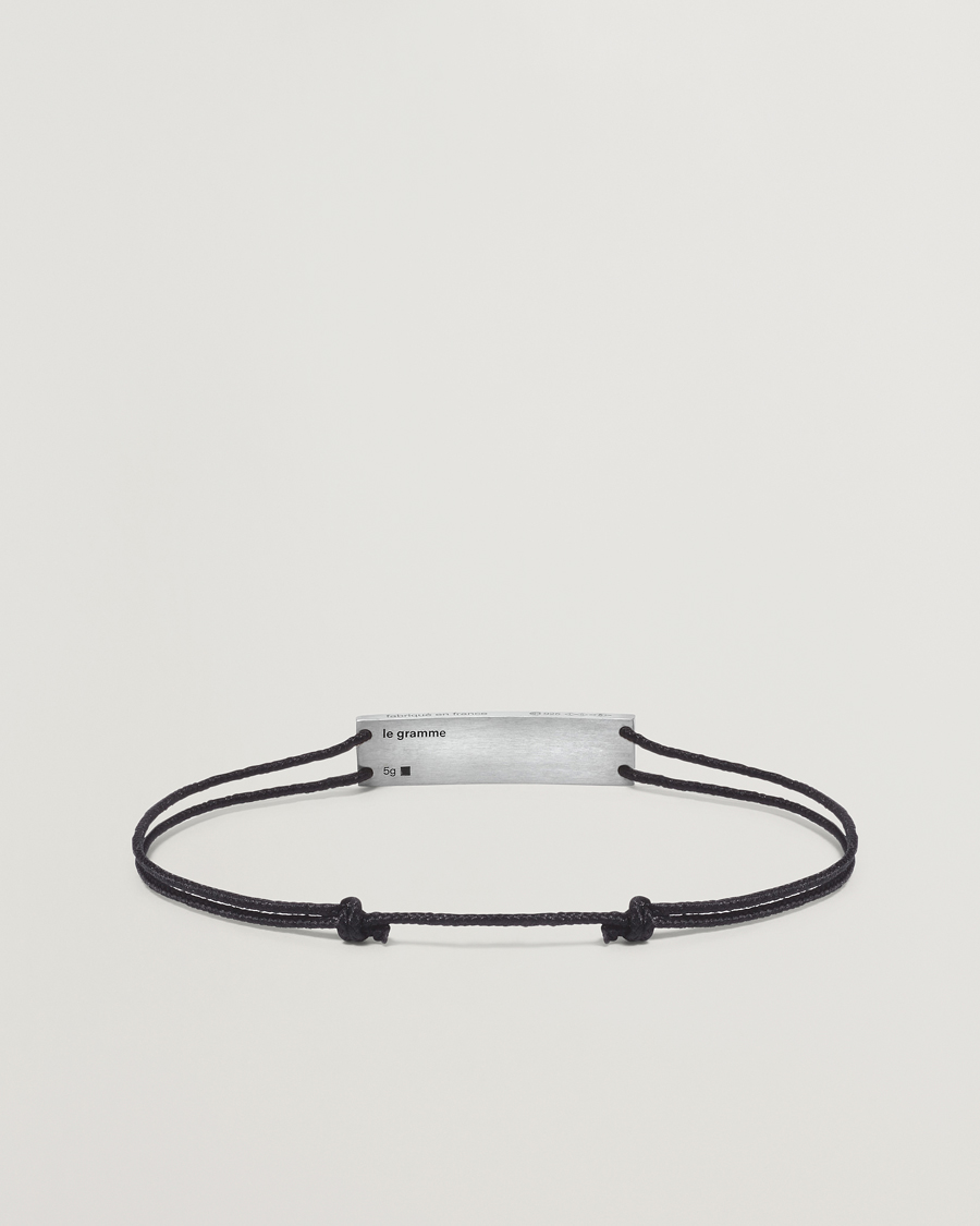 Herren | LE GRAMME Godron Cord Bracelet Black/Sterling Silver | LE GRAMME | Godron Cord Bracelet Black/Sterling Silver