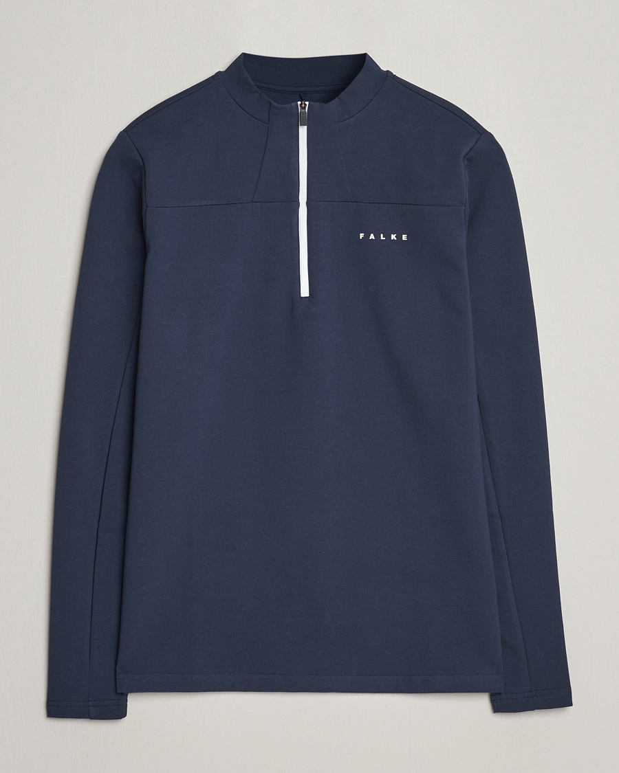 Herren | Pullover | Falke Sport | Falke Organic Cotton Mix Half Zip Space Blue
