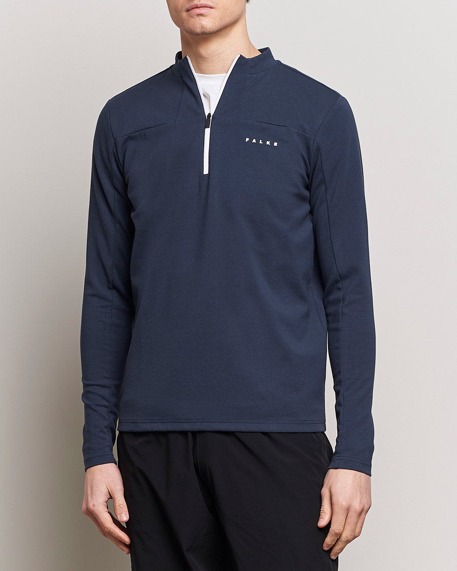 Herren | Pullover | Falke Sport | Falke Organic Cotton Mix Half Zip Space Blue
