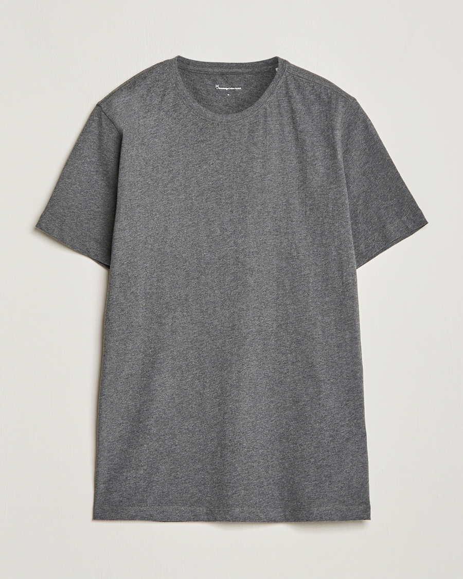 Herren | T-Shirts | KnowledgeCotton Apparel | Agnar Basic T-Shirt Dark Grey Melange